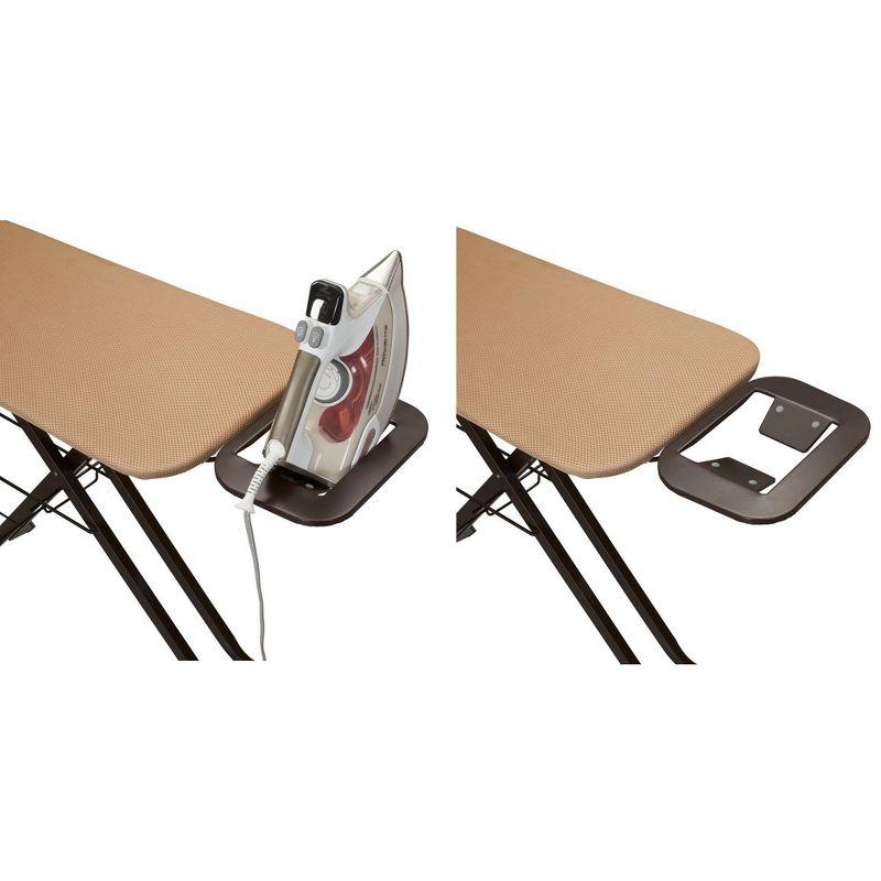 Household Essentials Ironing Center Mesh Steel Top Bronze: Adjustable Non-Slip Ironing Board with Iron Rest