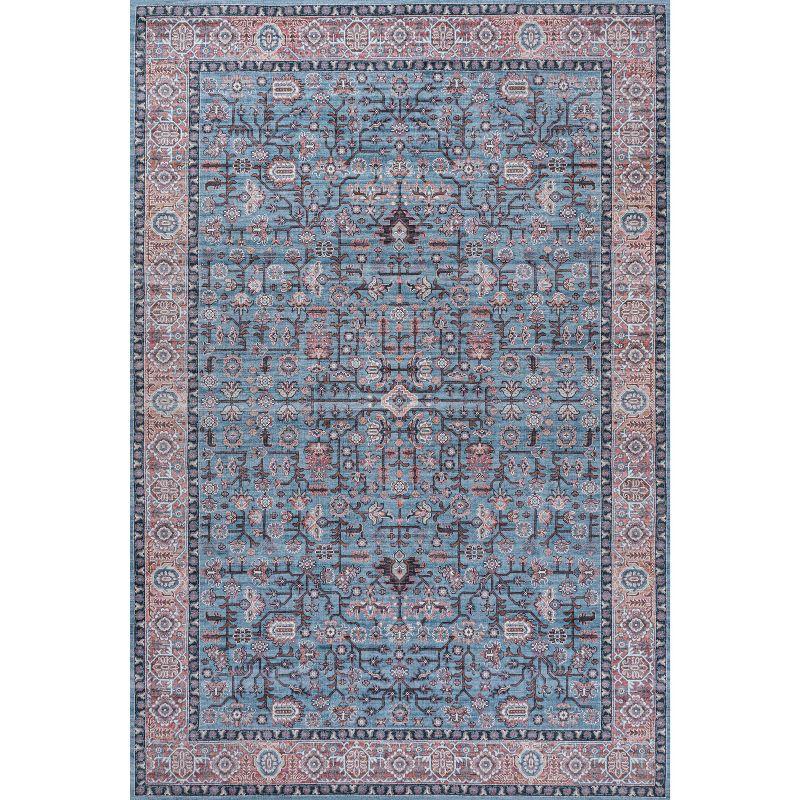 Kemer All-Over Persian Machine-Washable Blue/Red/Brown 8 ft. x 10 ft. Area Rug - JONATHAN Y