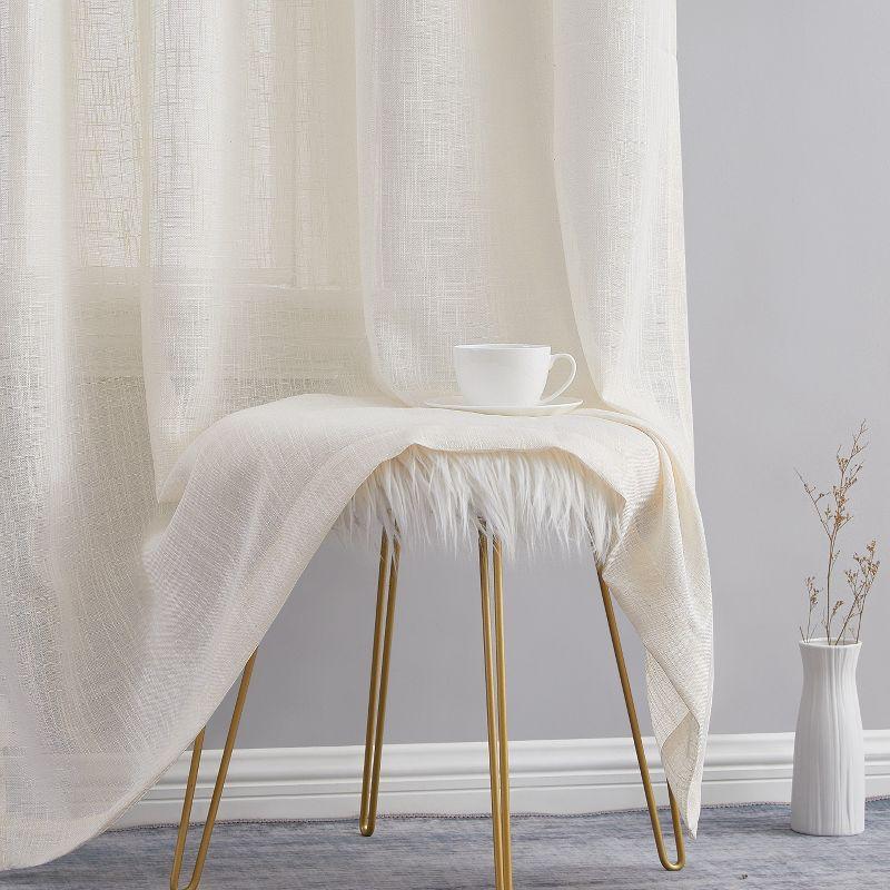HLC.ME Abbey Faux Linen Textured Semi Sheer Privacy Light Filtering Window Grommet Thick Curtain Panels, Set of 2 - Dusty Blue, 54 W x 84 L