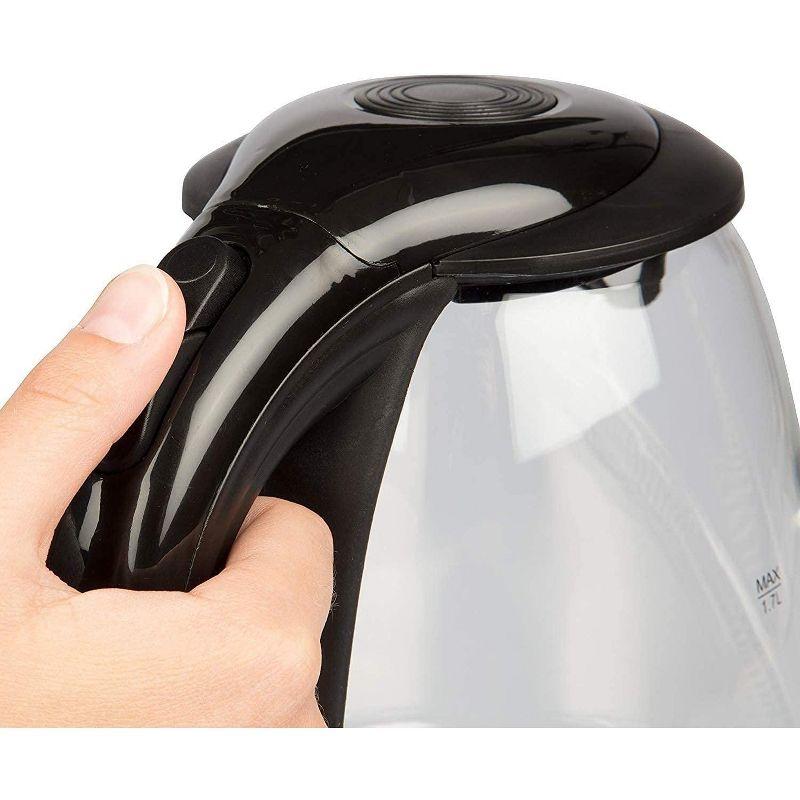 Stainless Steel Electric Water Kettle 1.7 Liter, Fast Heating with Auto Shut-Off and Boil-Dry Protection, Cordless, LED Light Indicator, Black