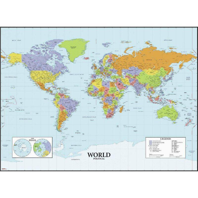 Dry Erase Map Of The World Peel and Stick Giant Wall Decal - RoomMates: Vinyl Self-Adhesive Modern Decor