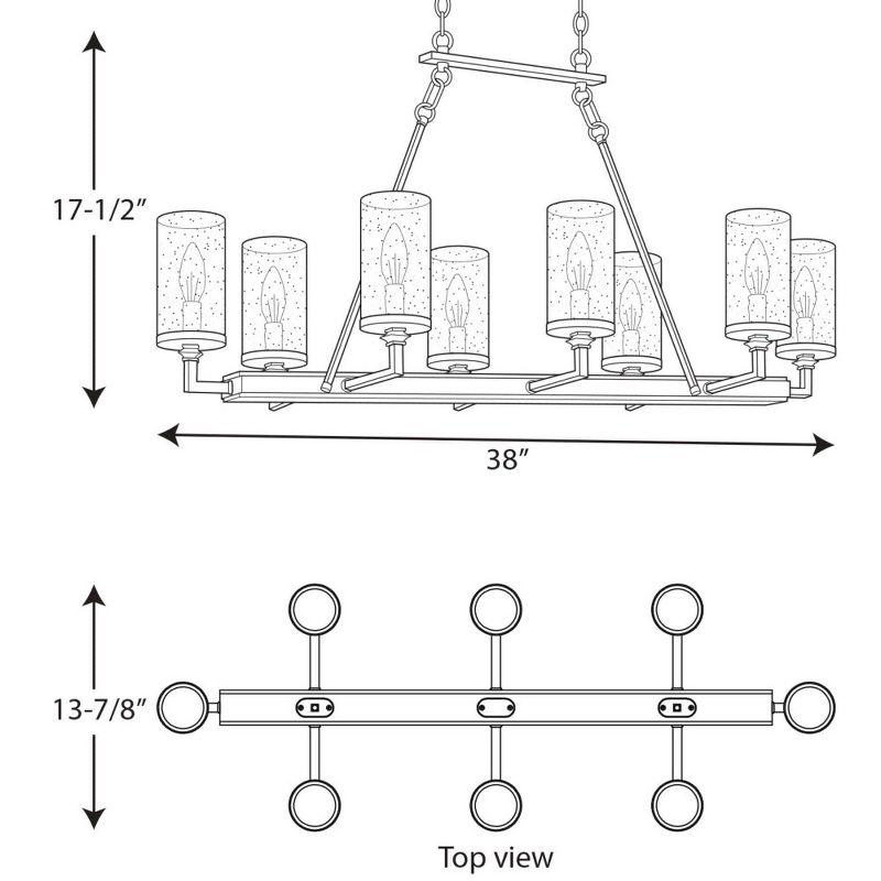 Gresham Graphite 8-Light Taper Candle Chandelier with Seeded Glass Shades