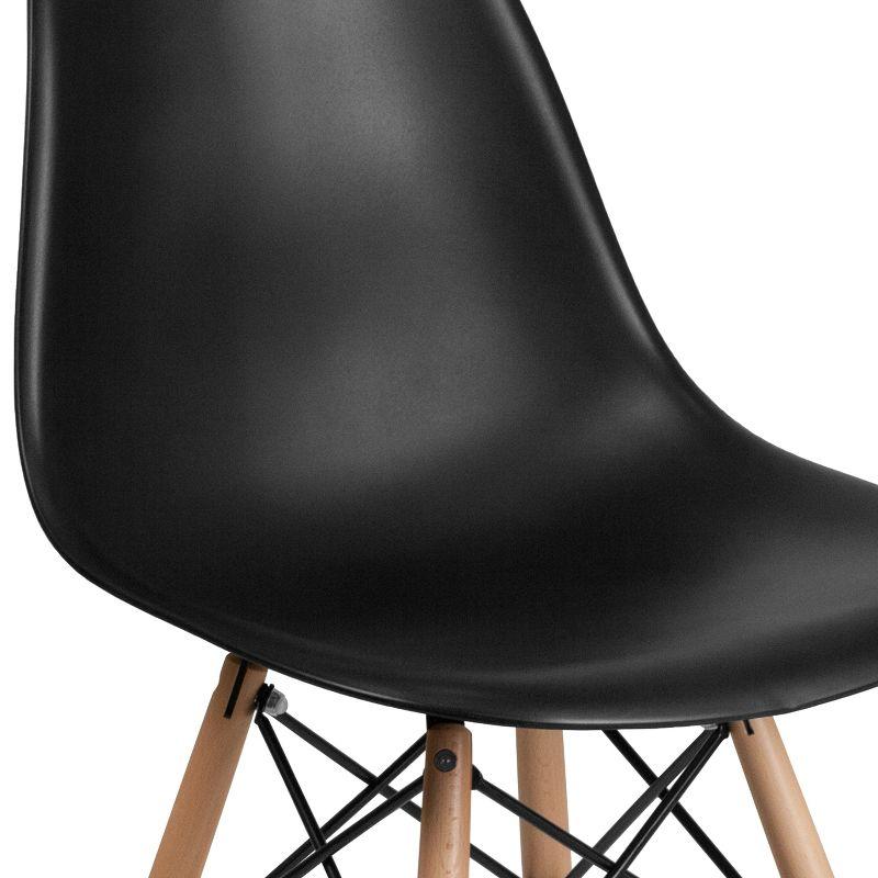 Flash Furniture Elon Series Plastic Chair with Wooden Legs for Versatile Kitchen, Dining Room, Living Room, Library or Desk Use