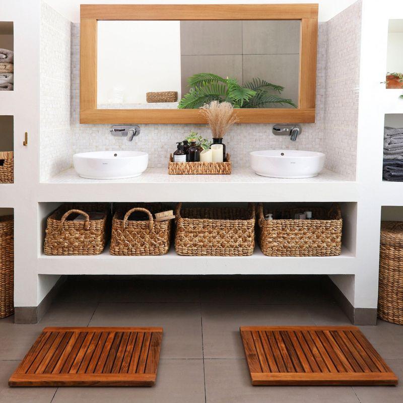 Nordic Teak 23.6" x 17.7" Oiled Shower and Bath Mat with Frame