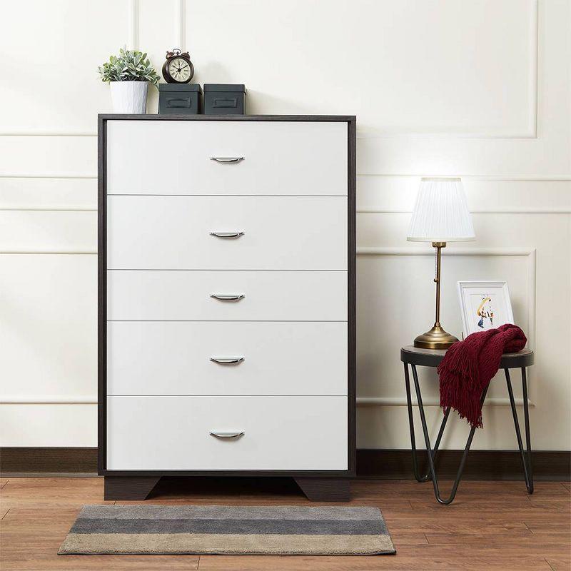 Acme Furniture 32" Eloy Decorative Storage Drawer White and Espresso: Wood Composite, 5-Drawer Organizer, Anti-Tip Hardware