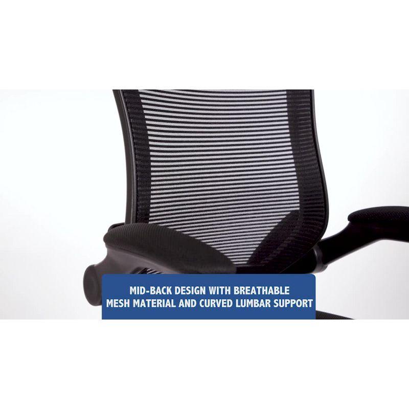 Mid-Back Mesh Ergonomic Drafting Chair with Foot Ring and Flip-Up Arms