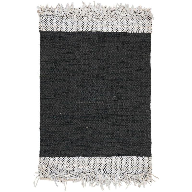 Vintage Leather VTL310 Hand Woven Indoor Accent Rug - Light Grey/Black - 3'x5' - Safavieh