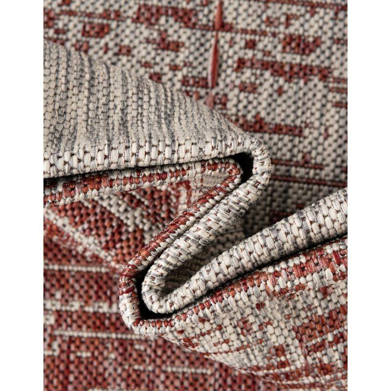 Unique Loom 5' 1 x 8' 0 Rectangle Indoor/Outdoor Modern Rust Red Area Rug