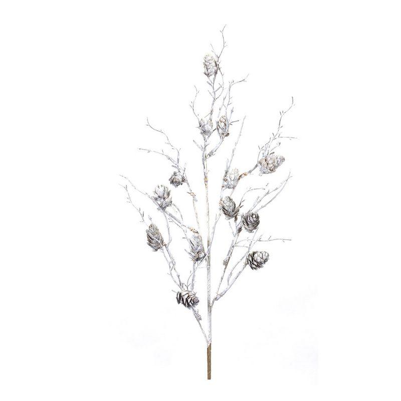 Wintry White Pine Cone Twig Spray Set of 6