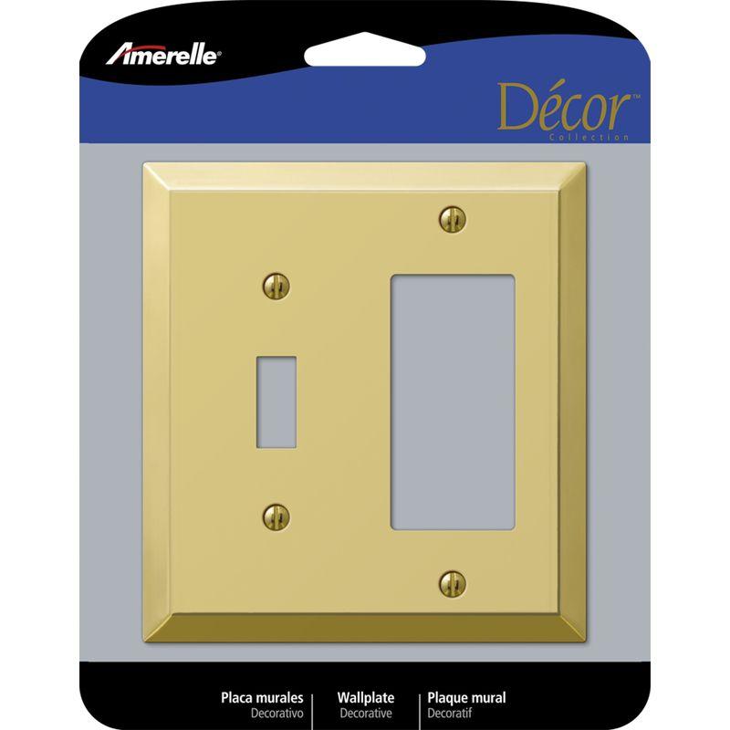 Amerelle Polished Brass 2-Gang Steel Decorator Toggle Wall Plate