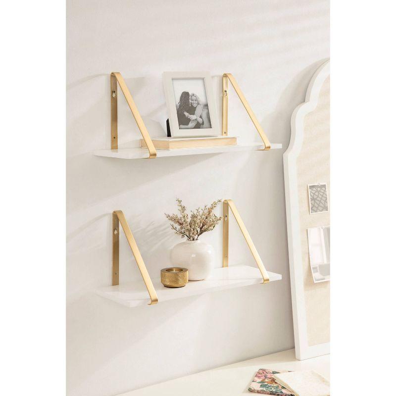 27.5" x 8.2" 2pk Soloman Wooden Shelf Set with Brackets - Kate & Laurel All Things Decor