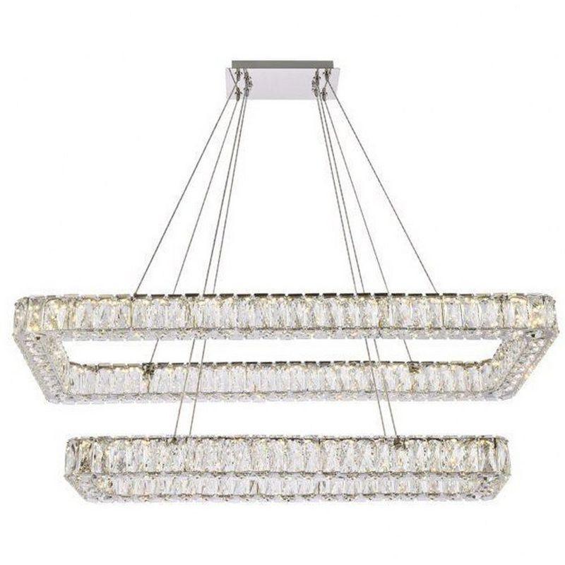 Monroe 42" Chrome LED Double Rectangle Crystal Pendant