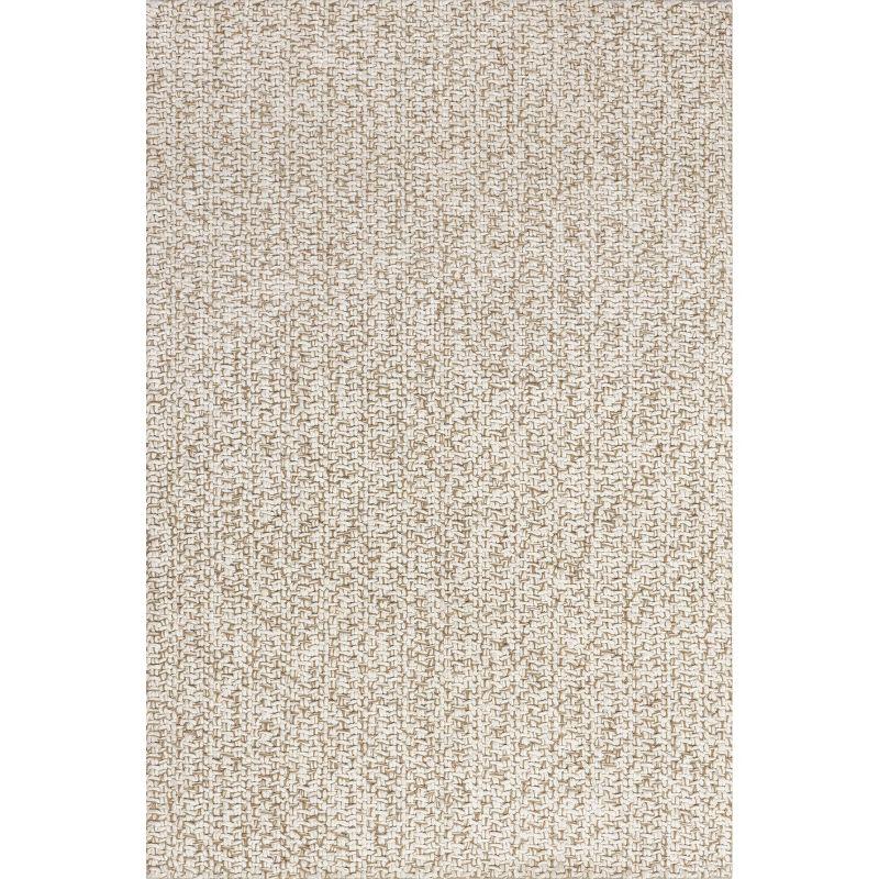 Ivory Flat Woven Wool Blend Round Area Rug