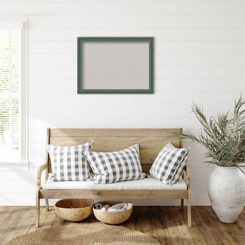 31"x23" Upcycled Wood Frame Gray Cork Board Teal - Amanti Art