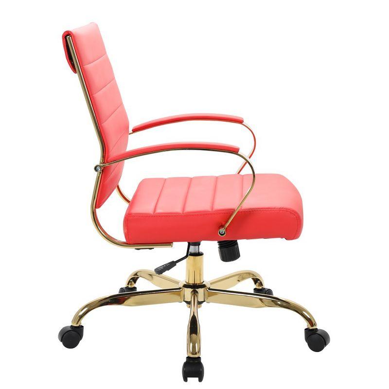 Everly Quinn Naudain Leather Office Chair – Modern Executive Swivel Task Chair with Wheels, Adjustable Height & Padded Arms for Desk or Conference Room