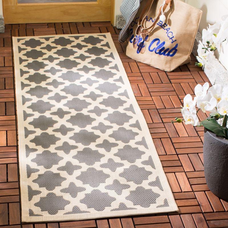 Reversible Anthracite & Beige Synthetic Indoor/Outdoor Runner Rug - 2'3" x 12'