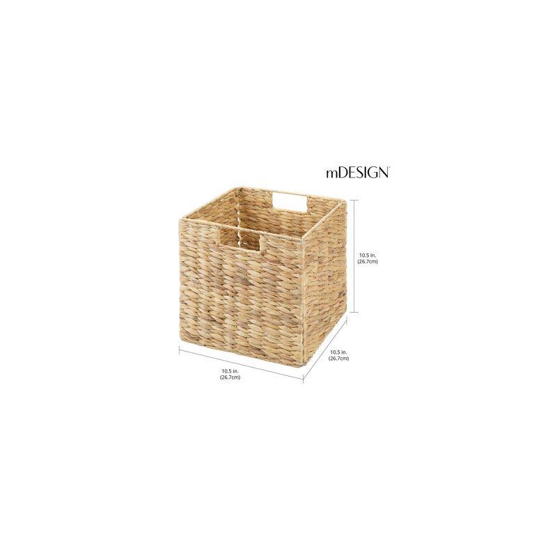 mDesign Hyacinth Woven Cube Bin Basket Organizer, Handles, 6 Pack, Natural/Tan