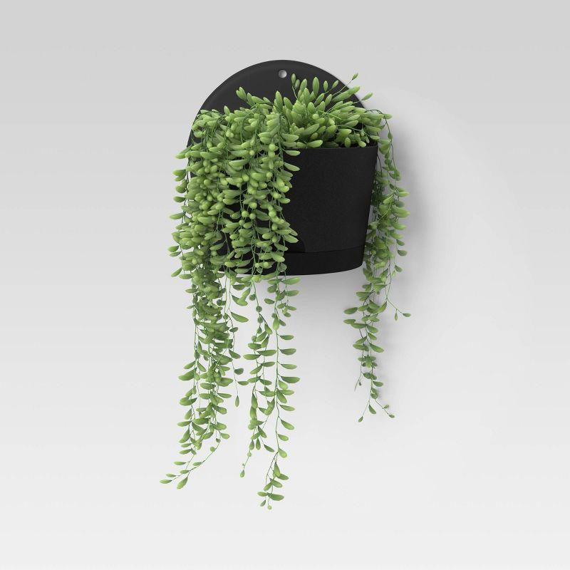 2pc Self-Watering Wall Half-Circle Indoor Outdoor Planter Pots Black 8"x4.75" - Room Essentials™