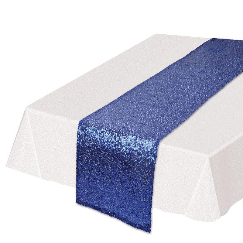Beistle Sequined Table Runner, 11.25" x 6' 3", (1/Pkg) Blue