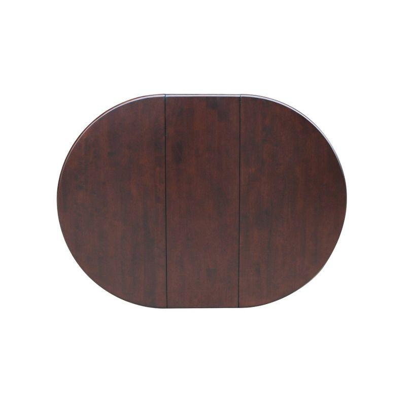 Espresso Oval Extendable Wood Dining Table with Leaf