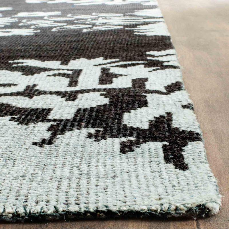 Hand-Knotted Charcoal Gray Silk-Wool Blend Area Rug - 3x5 Feet