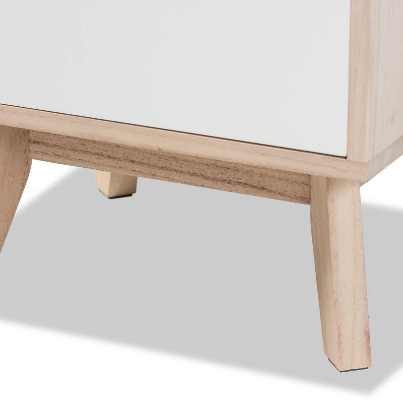 Halian Two-Tone Wood 3 Drawer Nightstand White/Light Brown - Baxton Studio: Scandinavian Style, MDF & Paulownia Frame