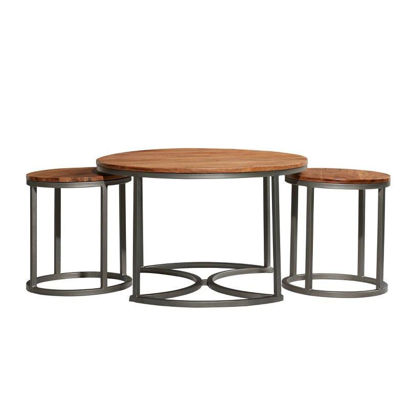 Set of 3 Contemporary Metal Coffee Tables Brown - Olivia & May