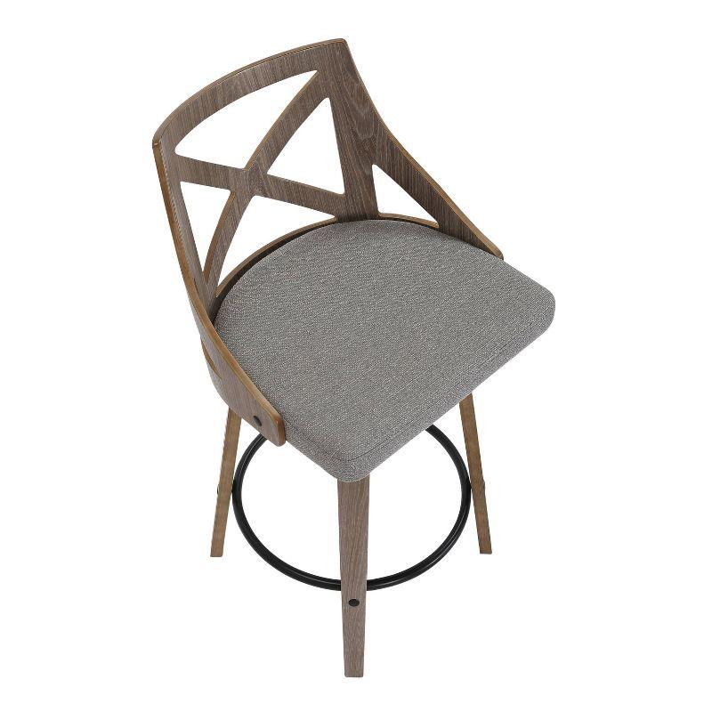 Set of 2 Charlotte Counter Height Barstools White Wash/Light Gray - LumiSource: Upholstered Swivel, Wood Frame