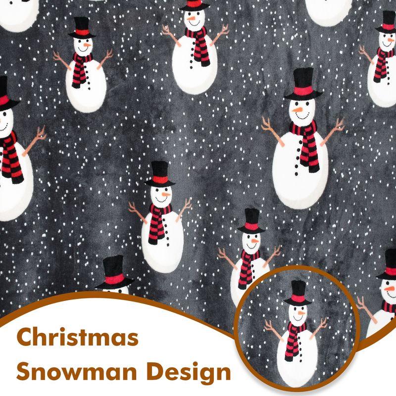 Tirrinia Christmas Fleece Throw Blanket 50" x 60" Snow Man Pattern, Super Soft Fluffy Decorative Blanket for Bed Couch Holidays