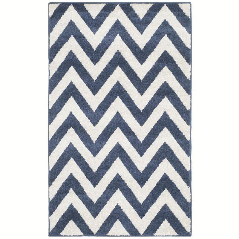 Navy & Beige Hand-Knotted Reversible Cotton Area Rug 4' x 6'