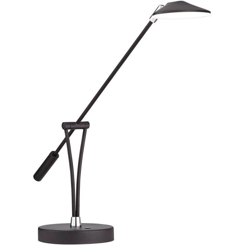 360 Lighting Modern Desk Table Lamp with USB Charging Port LED 20" High Satin Black Metal Adjustable Arm for Bedroom Office