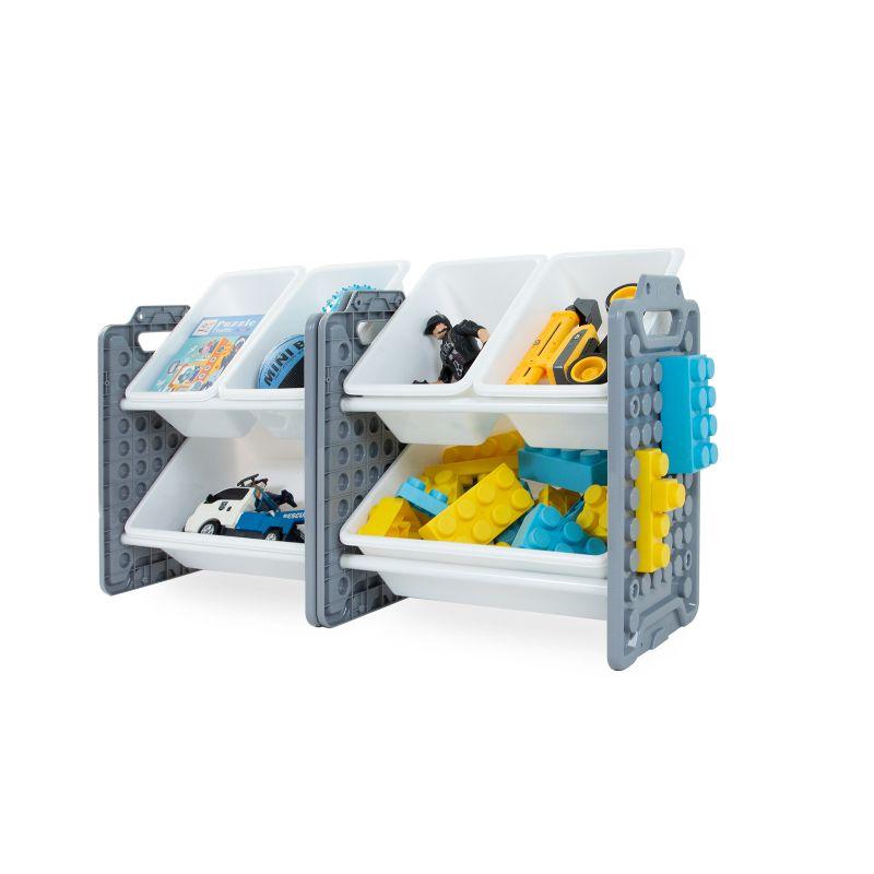 UNiPLAY Toy Organizer With 6 Removable Storage Bins and Block Play Panel, Multi-Size Bin Organizer