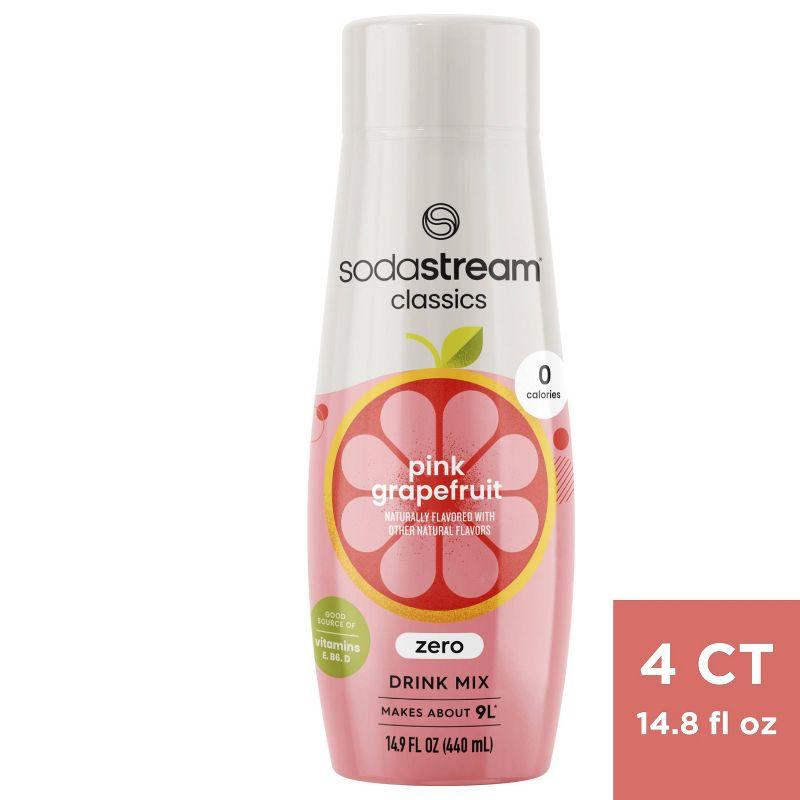 SodaStream Pink Grapefruit Zero Drink Mix 14.9 fl oz/4pk: Soda Streamer Flavor Syrup, Liquid Concentrate, Still, 440g