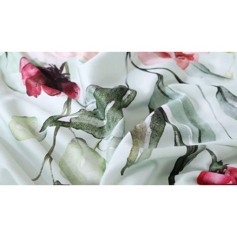 Misty Green Floral Rose Cotton King Comforter Set