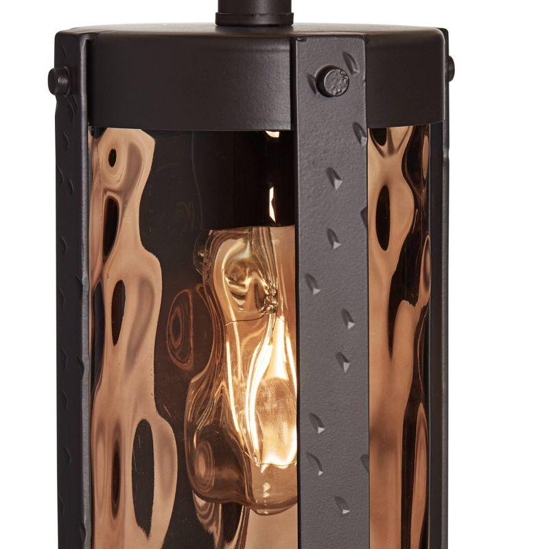 Pacific Coast Lighting 30 1/2" Tall Large Rustic End Table Lamp Night Light Dark Amber Black Glass Metal Single Beige Shade Living Room Bedroom