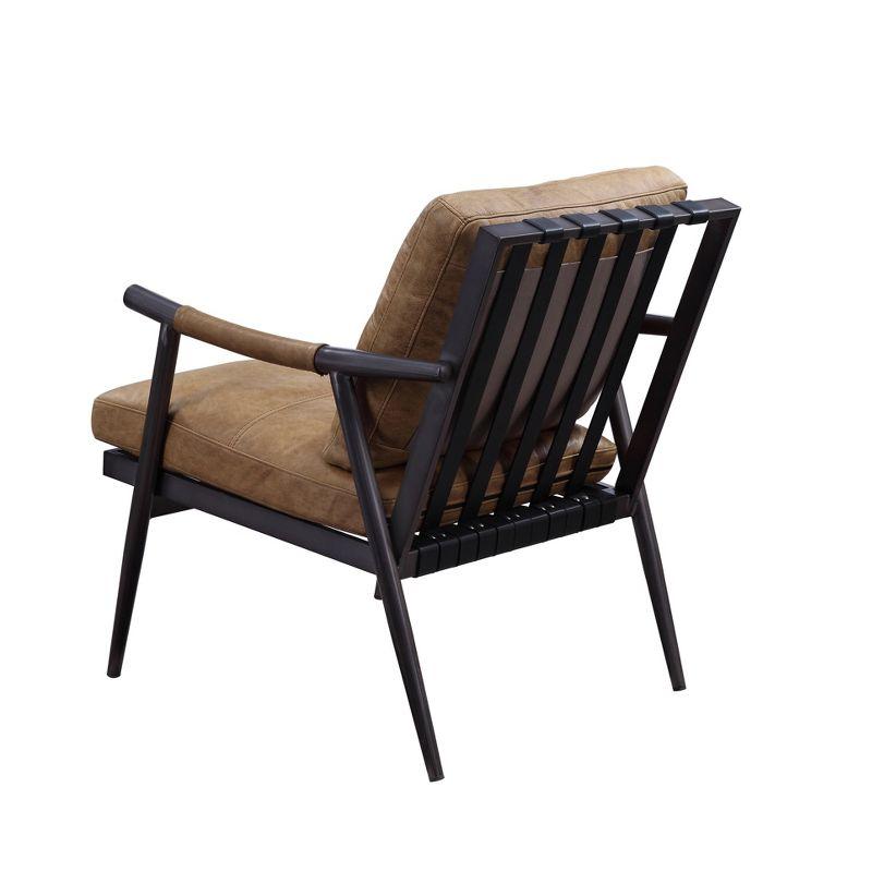 Anzan Chestnut Leather and Matte Iron Accent Chair