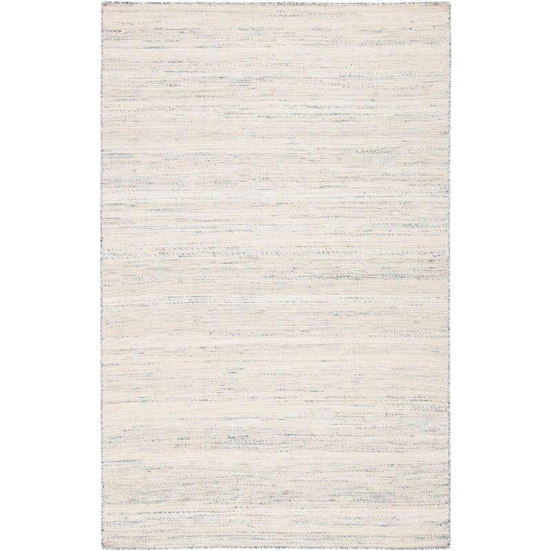 Beige and Grey Hand-Knotted Wool Rectangular Rug 4' x 6'