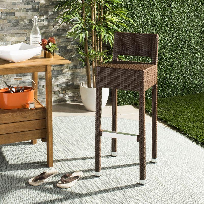 Landry Barstool - Indoor/Outdoor - FOX5212 - Brown - Safavieh