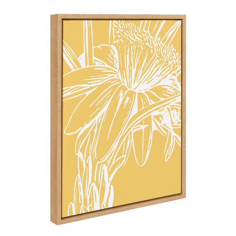 Yellow Flower Canvas Wall Art with Natural Frame, 18" x 24"