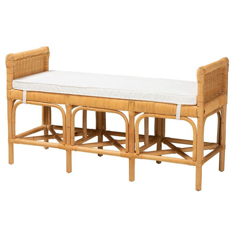 bali & pari Nairi Modern Bohemian Natural Brown Rattan Bench