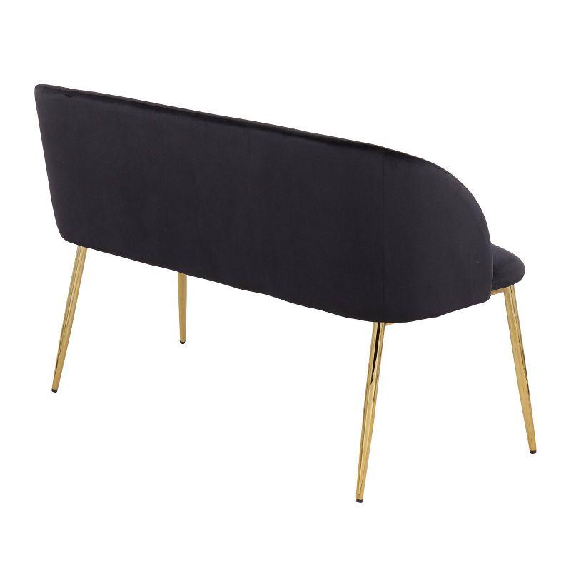 46" Fran Glam Bench Steel/Velvet Gold/Black - LumiSource: Upholstered Banquette with Padded Back