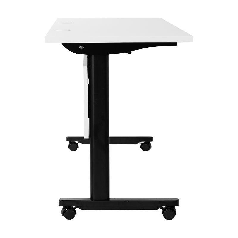 Emma and Oliver Heavy-Duty Flip Top Training Table with Nesting Design, Privacy Panel, T-Legs, Tabletop, Metal Frame