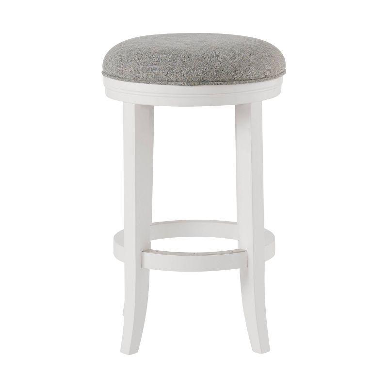 Natick 24.5" White Leather & Rubberwood Counter Stool, Set of 2