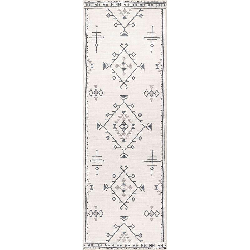 Nuloom Evalyn Diamond 2x6 Machine Washable Runner Indoor Area Rug for Living Room Bedroom Dining Room Entryway Hallway Kitchen, Cream/Ivory