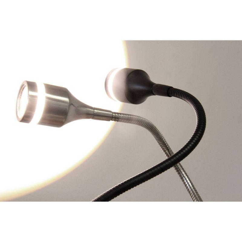 Adesso LED Prospect Floor Lamp Brushed Steel (Includes LED Light Bulb): Slim, Adjustable Gooseneck, ETL Listed, 3000K Warm Light