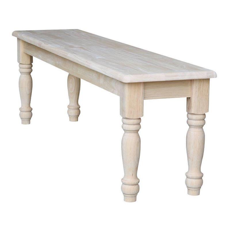 Elegant Farmhouse 62" Unfinished Solid Hardwood Bench