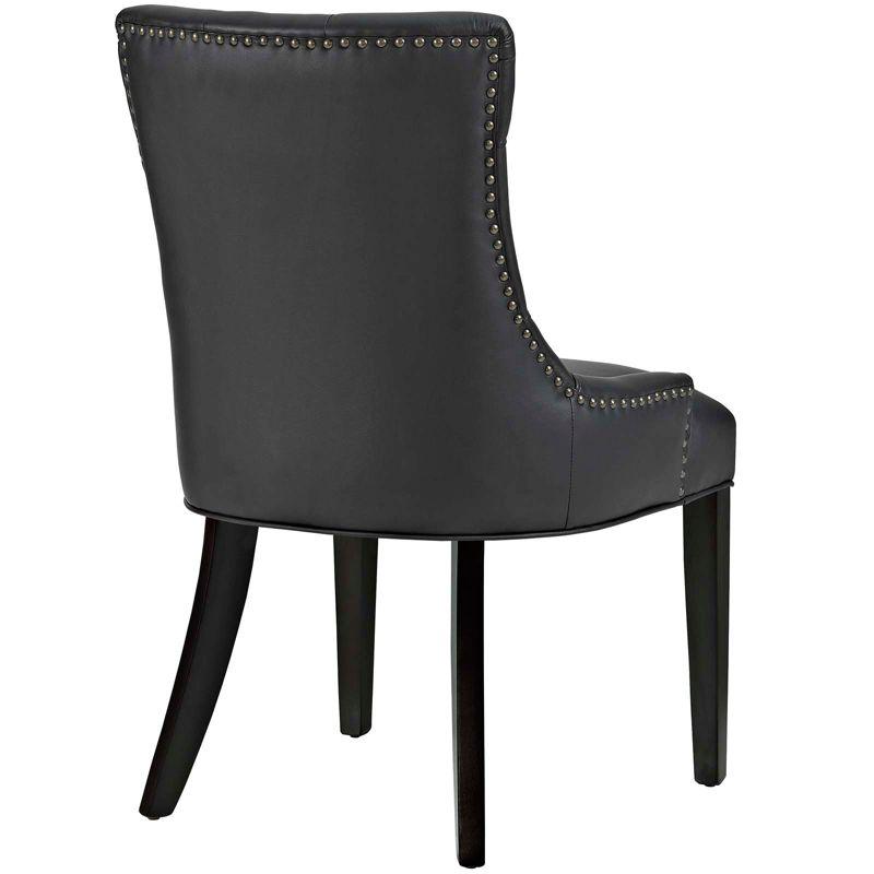 Black Tufted Faux Leather Upholstered Side Chair with Wood Legs