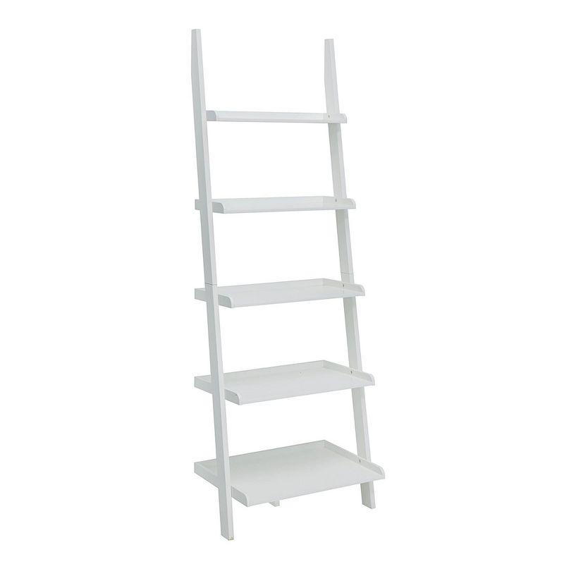 White 5-Tier Wooden Ladder Bookshelf