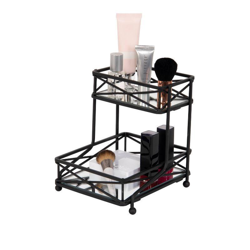 Home Details 2 Tier Sleek Vanity Tower Black : Microfiber, Machine Washable, Non-Slip Backing