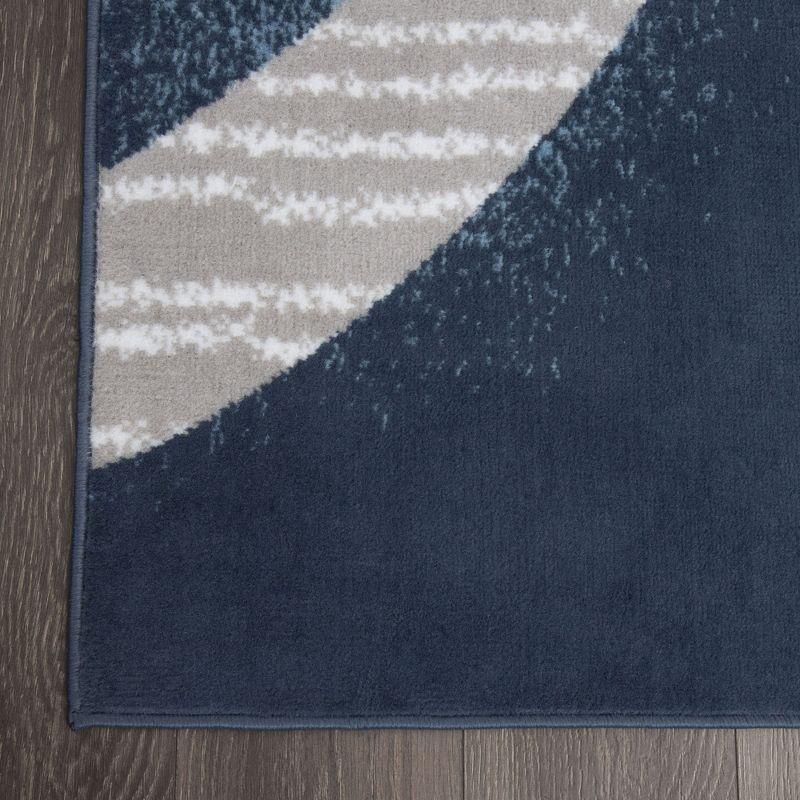 Midnight Blue & Grey Geometric Polypropylene Runner Rug 22"x5"